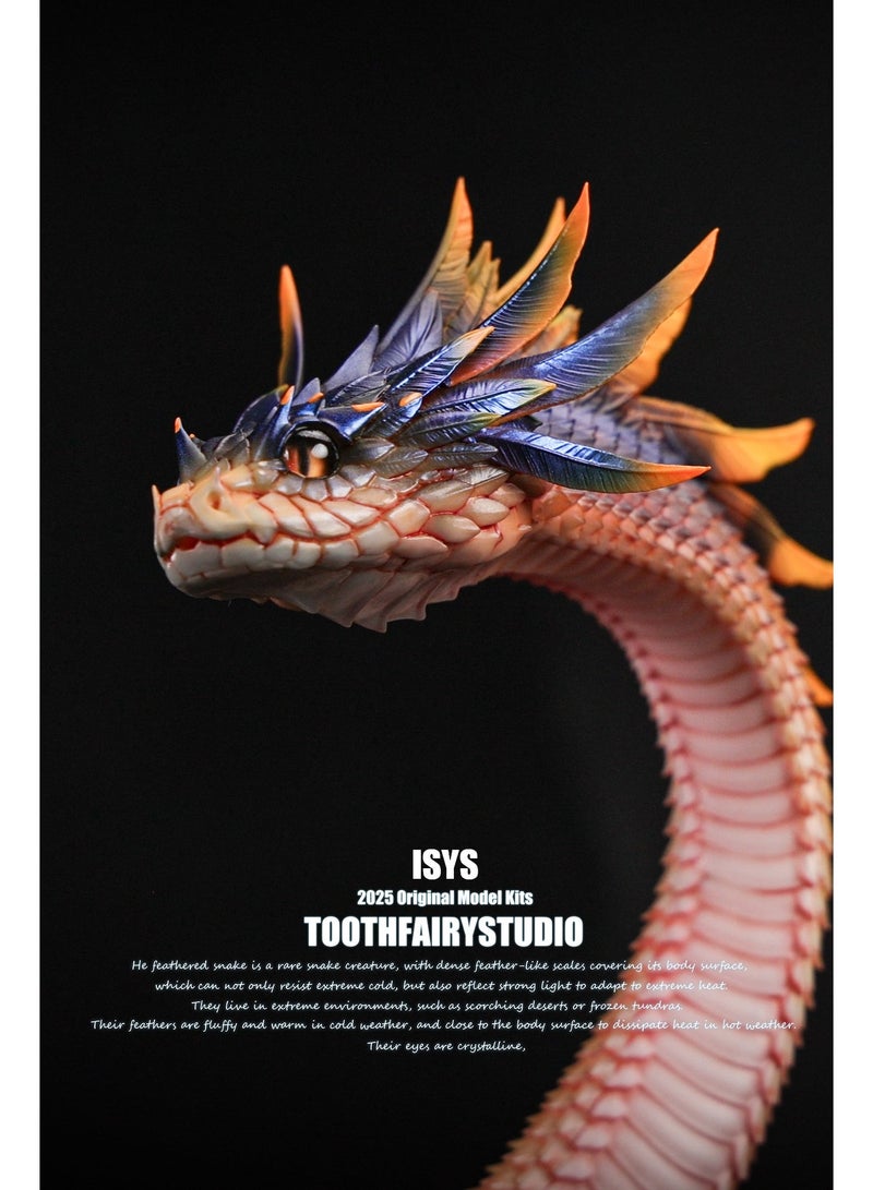 ToothFairyStudio سلسلة "الأفعى الملكية المريشة": تمثال "إيزيس" (التاج الحارق) - مجسم خيالي أصلي قابل للاقتناء - مطلي يدوياً بلمسة حجر السبج والحمم البركانية (23 سم) - Image 1