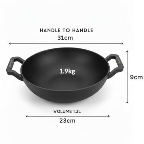 Human Hydro Himalayan Stone Kadai/Kadhai 23cm with Lid & Wooden Spatula | Natural Stone Deep Wok | Toxin-Free | Gas Stove Compatible | for Curries, Frying & Daily Cooking - Image 2