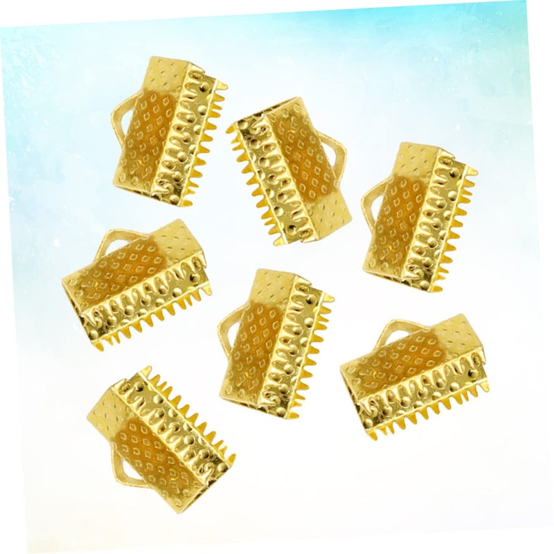 Golden Metal Textured Crimp End Clamps Ribbon Ends For Jewelry Making Bracelets Necklaces - Image 4