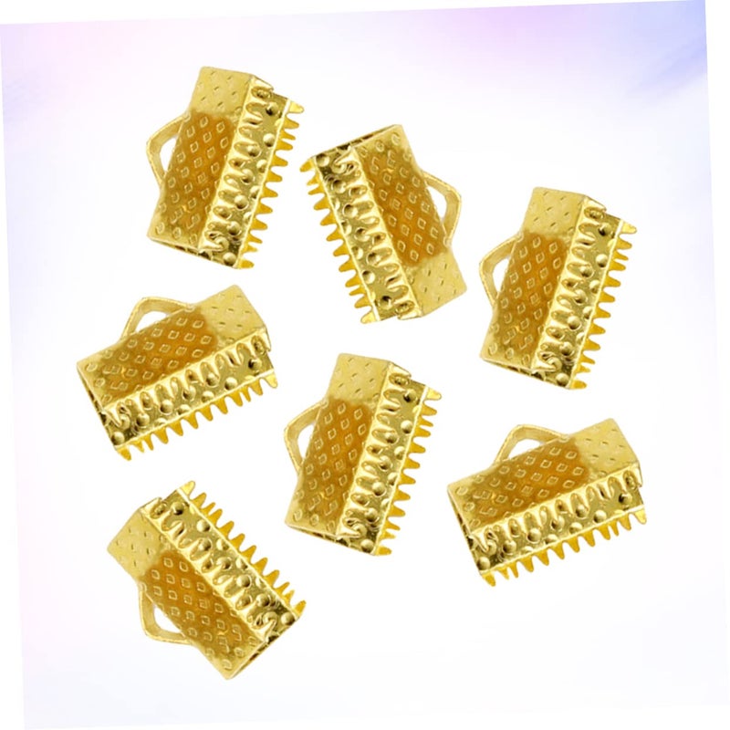 Golden Metal Textured Crimp End Clamps Ribbon Ends For Jewelry Making Bracelets Necklaces - Image 3