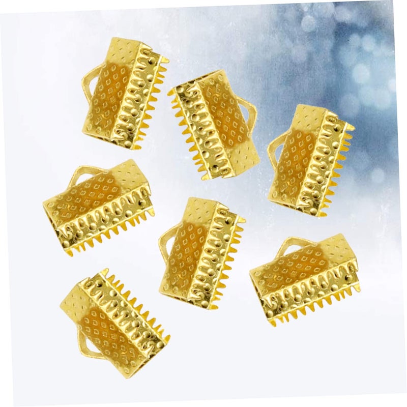 Golden Metal Textured Crimp End Clamps Ribbon Ends For Jewelry Making Bracelets Necklaces - Image 5