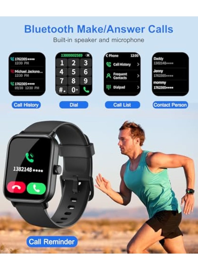 IDW13 Smart Watches for Men Women with Bluetooth Calling,1.8" Screen Activity Tracker, Heart Rate/Sleep/SpO2 Monitor, Make/Answer Calls, 100 Sports Modes IP68 Waterproof Smartwatch for Android iOS(Black) - Image 2