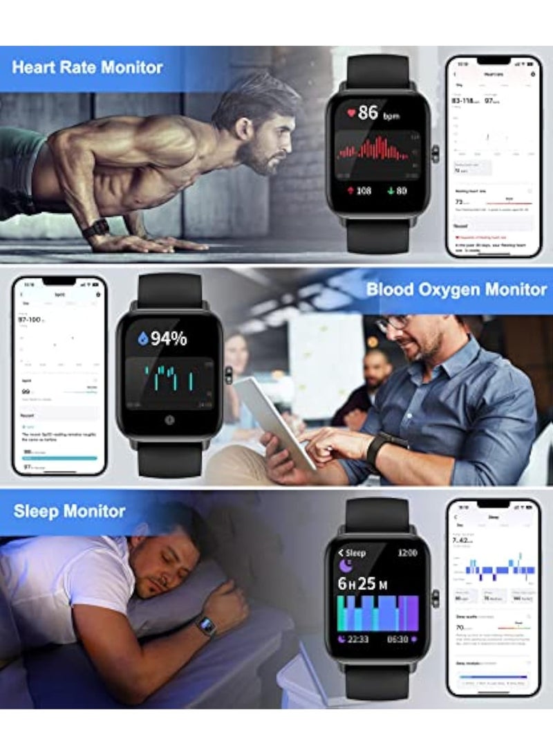 IDW13 Smart Watches for Men Women with Bluetooth Calling,1.8" Screen Activity Tracker, Heart Rate/Sleep/SpO2 Monitor, Make/Answer Calls, 100 Sports Modes IP68 Waterproof Smartwatch for Android iOS(Black) - Image 4