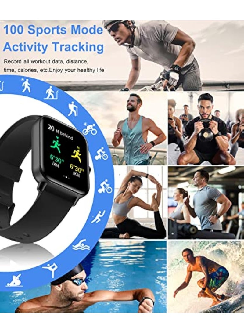 IDW13 Smart Watches for Men Women with Bluetooth Calling,1.8" Screen Activity Tracker, Heart Rate/Sleep/SpO2 Monitor, Make/Answer Calls, 100 Sports Modes IP68 Waterproof Smartwatch for Android iOS(Black) - Image 5