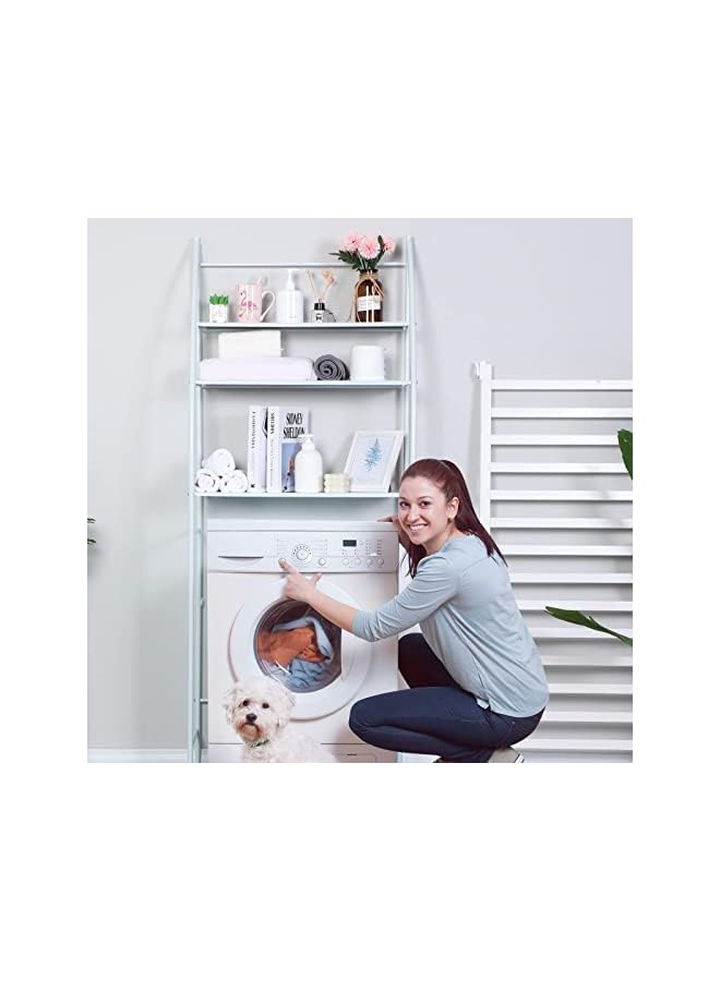 Raxoom Washing Machine Storage Shelf Rack 3 Tiers, Bathroom Shelves Toilet Shelf Space Saving,Easy to Assemble Bathroom Storage Shelf No Drilling White - Image 3