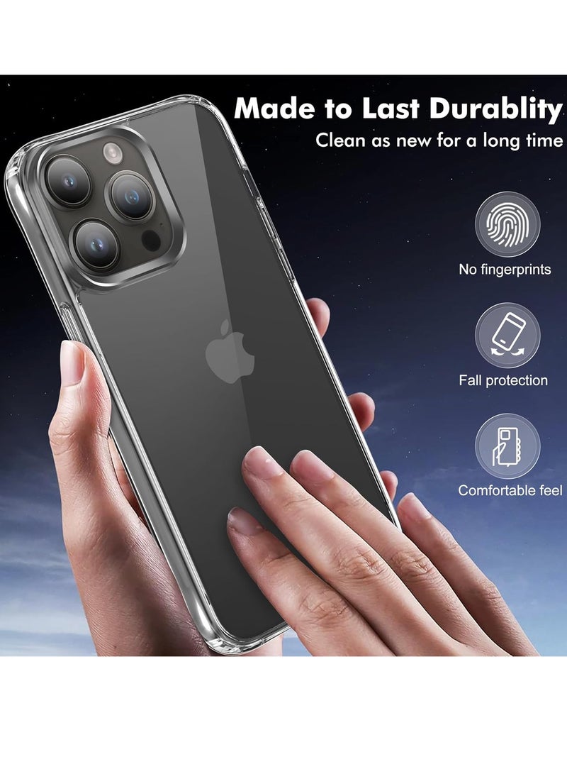 ELTRAZONE  Designed for iPhone 15 Pro Case, [Clear] 5 in 1 [Non Yellowing] Case with 2X Tempered Glass Screen and 2X Camera Lens Protectors, Shockproof and Air-Guard Corners (Clear Non MagSafe) - Image 2