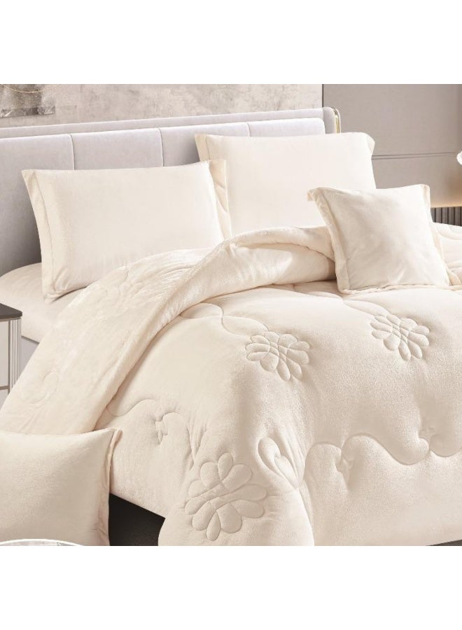 SMART HOME 6 Pieces Winter Comforter Set One Velvet Side And One Side Fur Queen Size 230x250 cm - Image 2