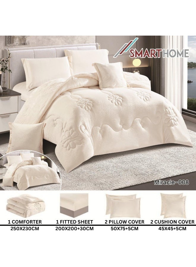 SMART HOME 6 Pieces Winter Comforter Set One Velvet Side And One Side Fur Queen Size 230x250 cm - Image 3