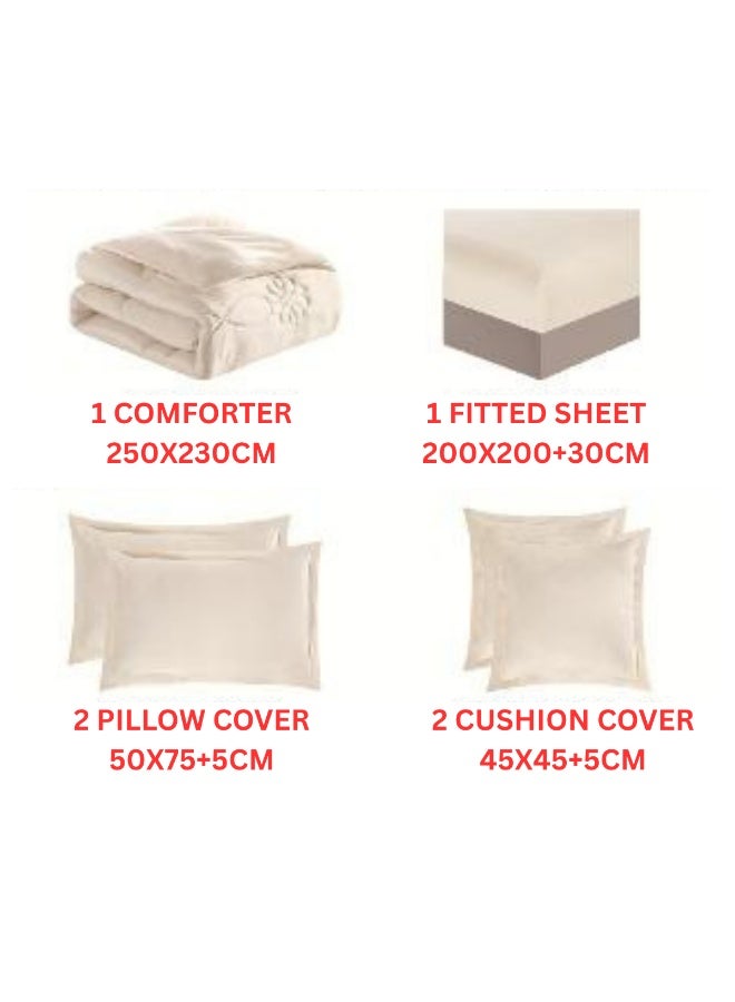 SMART HOME 6 Pieces Winter Comforter Set One Velvet Side And One Side Fur Queen Size 230x250 cm - Image 5