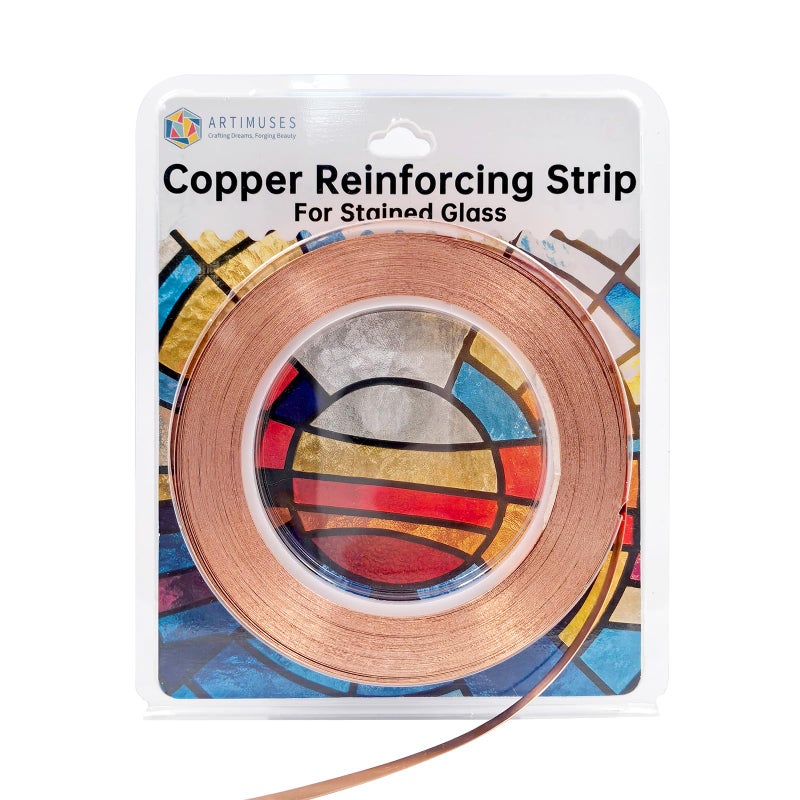 ARTIMUSES Copper Reinforcing Strip for Stained Glass,5/32" Wide,65 Feet - Image 1