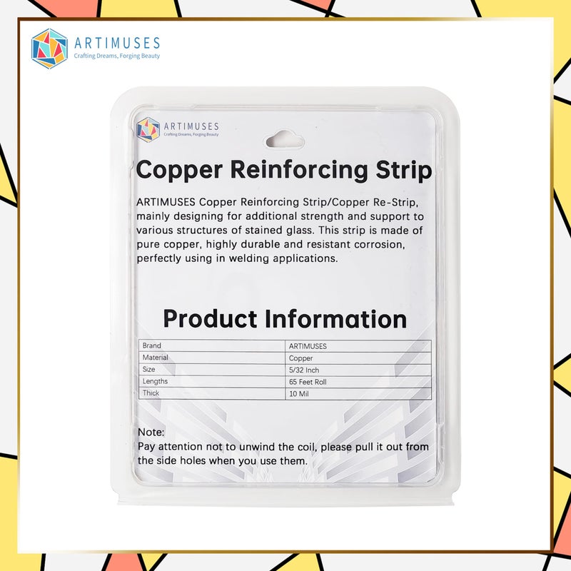 ARTIMUSES Copper Reinforcing Strip for Stained Glass,5/32" Wide,65 Feet - Image 2