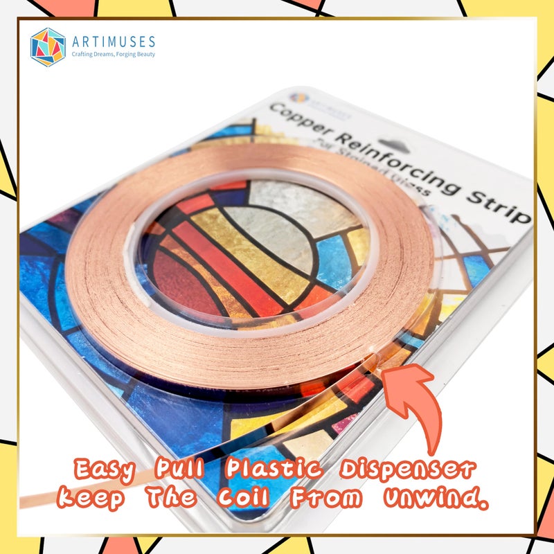 ARTIMUSES Copper Reinforcing Strip for Stained Glass,5/32" Wide,65 Feet - Image 3