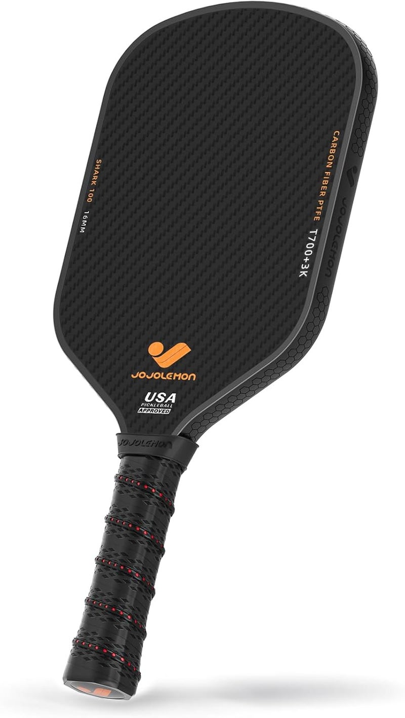 JOJOLEMON Shark 100 Pickleball Paddle with Carbon Fiber Face and 16mm Polymer Core - Image 1