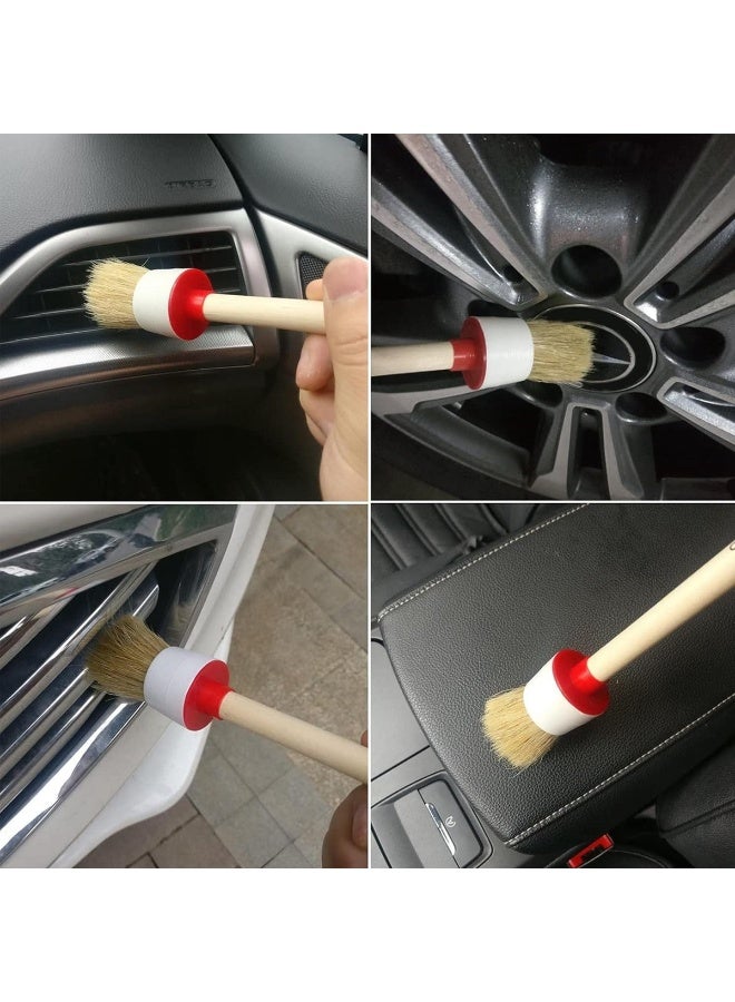 Premium Car Detailing Cleaning Brush with Soft Bristles, Wooden Handle & Plastic Collar – Scratch-Free Interior and Exterior Cleaning Tool for Air Vents, Wheels, Grilles, Dashboard, Leather, and Emblems – Multi-Purpose Auto Detailing Brush for Deep Cleaning and Dust Removal - Image 3