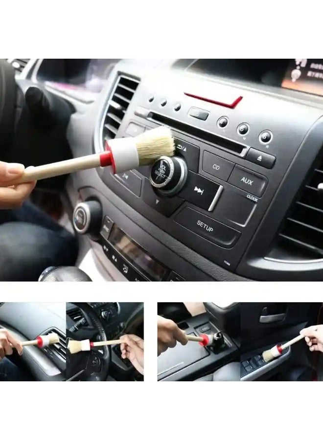 Premium Car Detailing Cleaning Brush with Soft Bristles, Wooden Handle & Plastic Collar – Scratch-Free Interior and Exterior Cleaning Tool for Air Vents, Wheels, Grilles, Dashboard, Leather, and Emblems – Multi-Purpose Auto Detailing Brush for Deep Cleaning and Dust Removal - Image 4