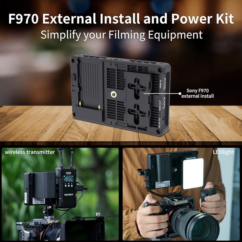 FEELWORLD F6 Pro Battery Carry Case 55 Inch 1600nits High Bright DSLR Camera Field Monitor with Touchscreen Waveform 3D LUT F970 External Kit Install 4K HDMI in Out Typec Input - Image 3