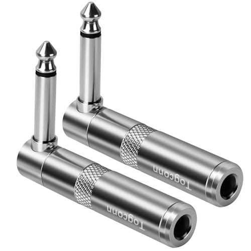 Togconn 90 Degree 1/4 Inch TS Audio Extension Adapter 2-Pack, Right Angle 6.35mm 1/4" TS Mono Male to Female Heavy Duty Metal L-Shaped Connector for Speaker, Guitar, Microphone Cables - Image 5