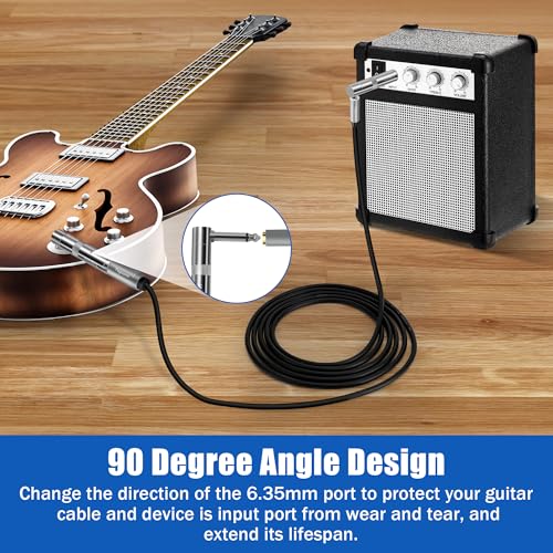 Togconn 90 Degree 1/4 Inch TS Audio Extension Adapter 2-Pack, Right Angle 6.35mm 1/4" TS Mono Male to Female Heavy Duty Metal L-Shaped Connector for Speaker, Guitar, Microphone Cables - Image 3