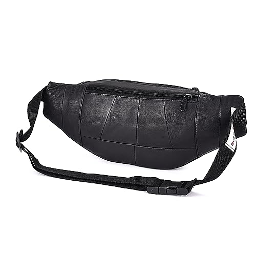 K London Stylish Real Leather Black Waist Bag Elegant Style Travel Pouch Passport Holder with Adjustable Strap(1452_Black) - Image 4
