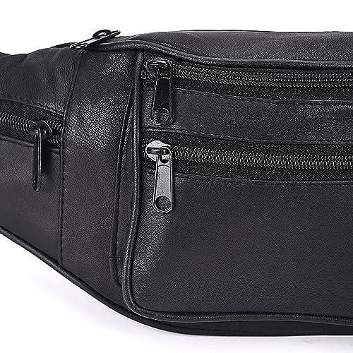 K London Stylish Real Leather Black Waist Bag Elegant Style Travel Pouch Passport Holder with Adjustable Strap(1452_Black) - Image 2