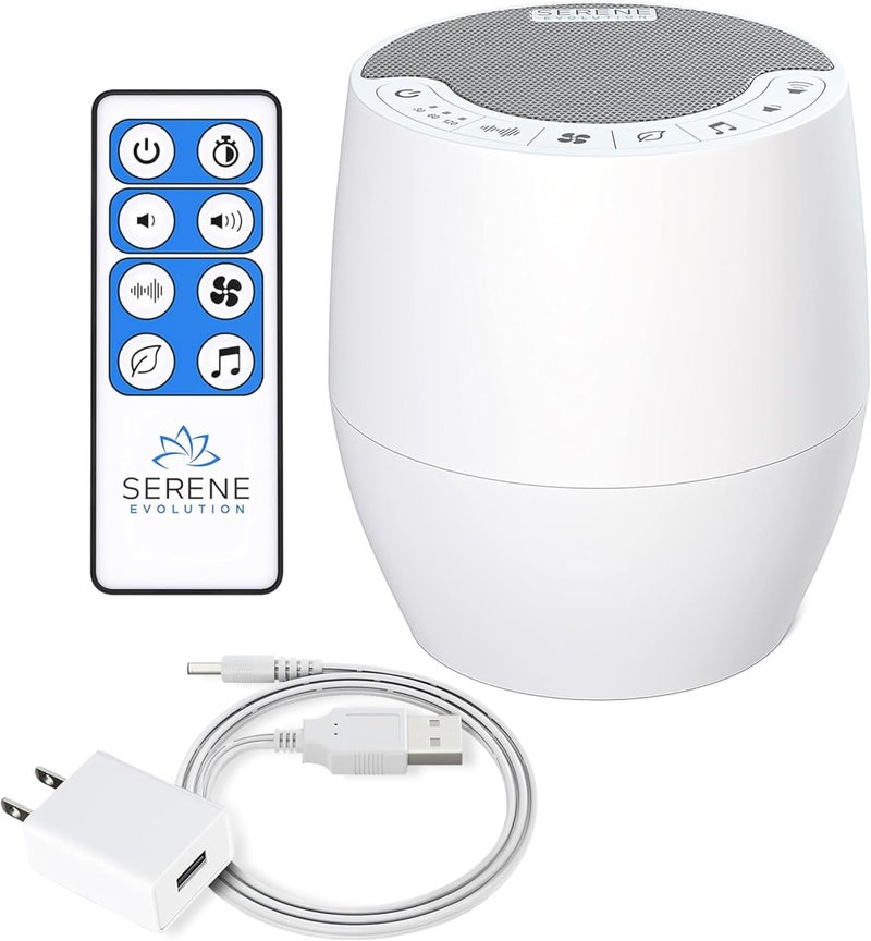 Serene Evolution White Noise Machine with 60 Soothing Sounds - Sound Machine for Adults and Baby - Noise Cancelling Sleep Music Machine with Remote Control - Ideal for Office Privacy - Black - Image 1