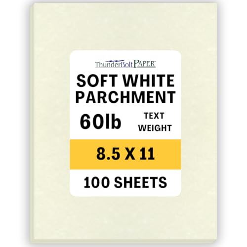 ThunderBolt Paper 100 Soft White Parchment 60# Text (=24# Bond) Paper Sheets - 8.5 X 11 Inches Standard Letter|Flyer Size Size - 60 Pound is Not Card Weight - Vintage Colored Old Parchment Semblance - Image 1