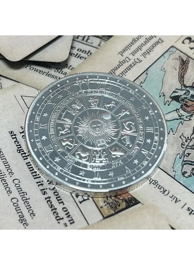 Golden Tarot Luck Coin With Zodiac Signs For Feng Shui Fortune Telling And Wishes - Image 2