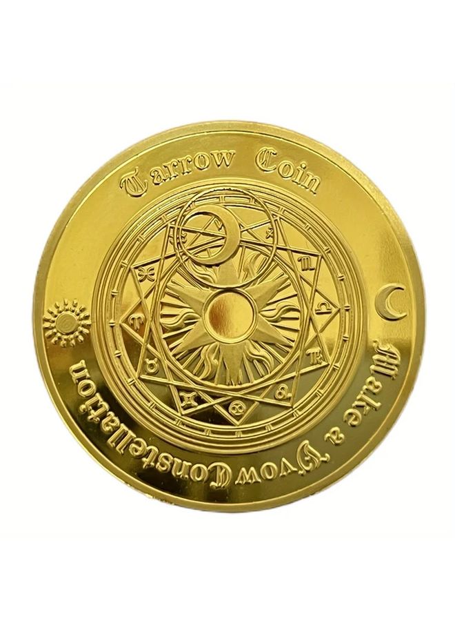 Golden Tarot Luck Coin With Zodiac Signs For Feng Shui Fortune Telling And Wishes - Image 5