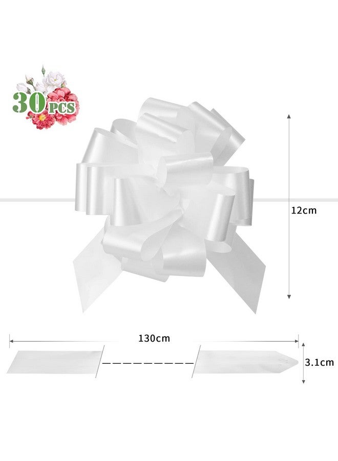 GWHOLE 30 Pcs 5'' White Ribbon Pull Bows For Gift Wraps, Wedding Decor - Image 2