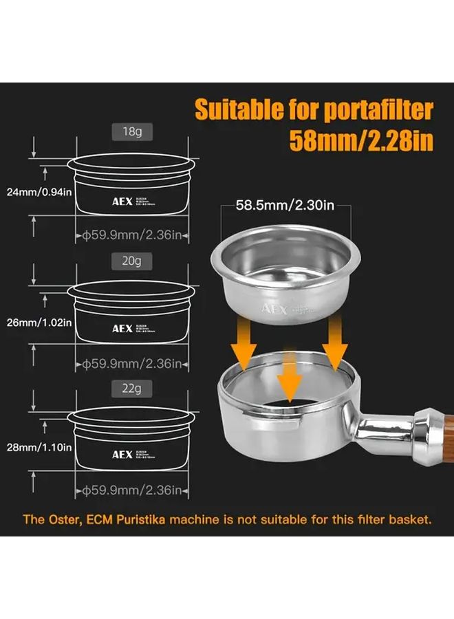 18g Reusable Stainless Steel Coffee Filter Basket For 58mm Portafilters Espresso Accessory - Image 4