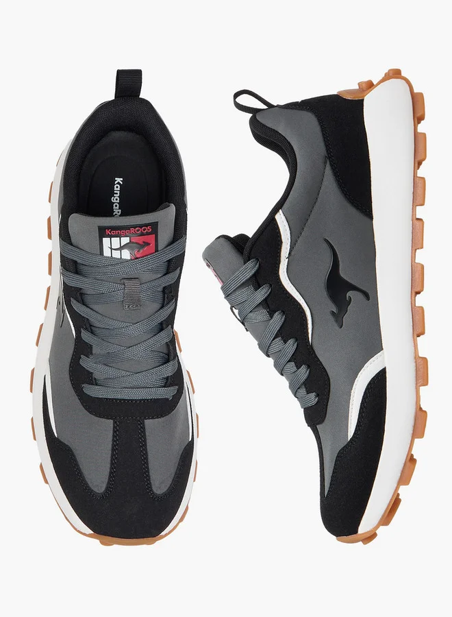 kangaROOS Men's Panelled Lace-Up Sneakers with Pull Tab