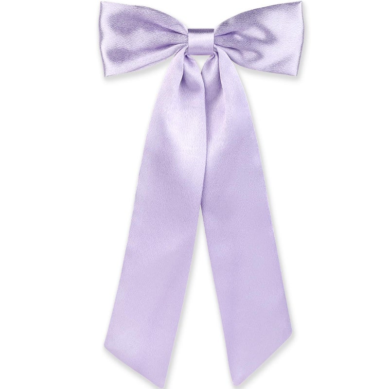 WantGor Long Tail Bow Hair Clips Hair Ribbon Bows Satin Bowknot Clip Large Hair Barrettes Cute Ponytail Holder Hair Accessories for Women Daily Party Wedding Prom Purple - Image 3