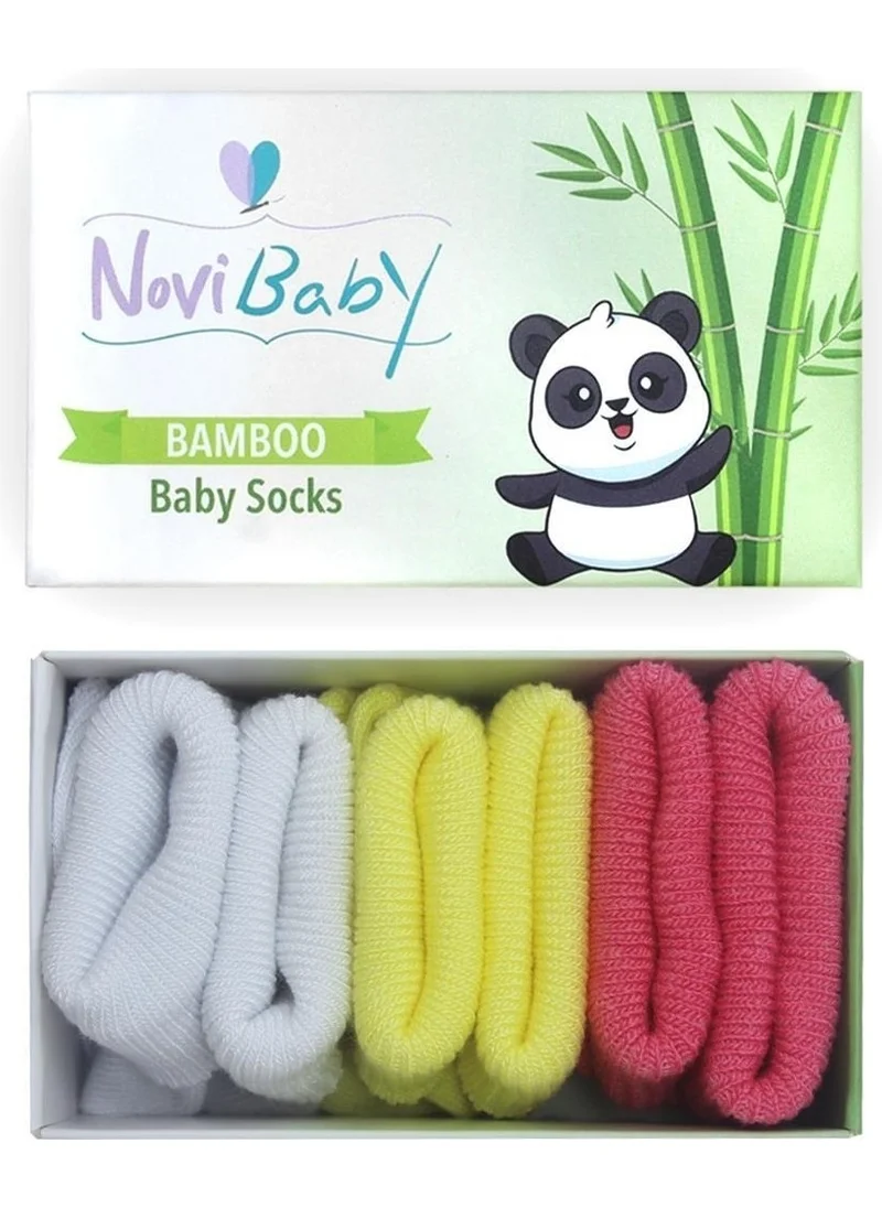 Novibaby 3-Piece Bamboo Newborn Baby Socks Spring