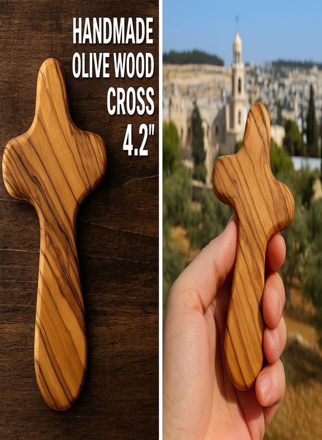 Zuluf Set of 6 Palm Size Olive Wood Crosses 4.2" (10.7cm) – Baptism Cross for Men, Christian Religious Keepsake, Small Catholic Wood Gift for Men and Women CRS133 - Image 5