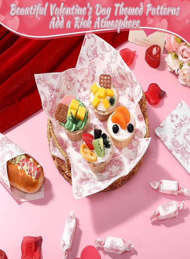 Supervitae 150 Pcs Valentine Wax Paper Sheets for Food Baking Sandwich Wrapping Tissue Heart Parchment Paper Greaseproof Waterproof Basket Liners for Picnic Valentine Party Favors(Cupid) - Image 3