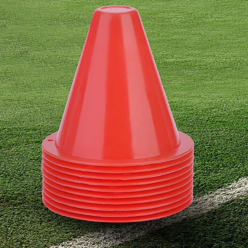Red Soccer Training Discs Cones 10pcs Bright Colors Flat Bottom Easy Carry Store - Image 3