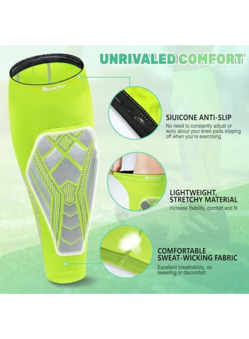 SYOSI Seektop Soccer Shin Guards Pads for Kids Youth Adult, Shin Guard Sleeves for Boys Girls, Calf Compression Sleeve with Shock-Absorbing Pads, High Impact Resistant Breathable Comfortable, Lightweight - Image 2