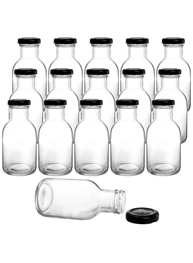 Kingrol Kingrol 16 Pack 8 oz Hot Sauce Bottles with Leak Proof Screw Caps, Wide Mouth Glass Bottles with Lids for Milk, Beverages, Oil, Salad Dressing  - Image 1