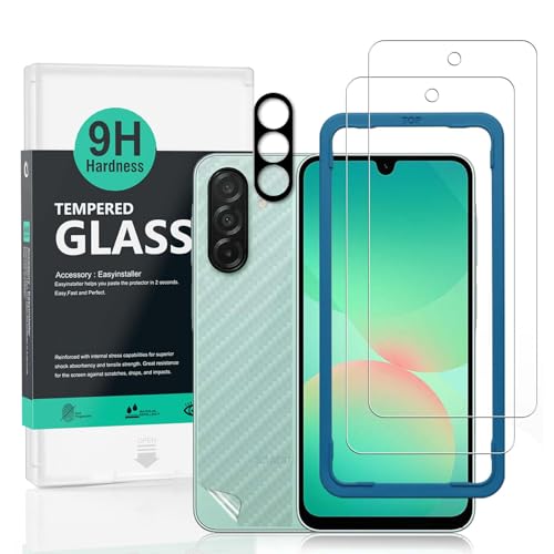 Ibywind Screen Protector For Samsung Galaxy A26 5G 6642 Pack9H Hardness Tempered GlassWith 1Pc Camera Lens Protector1Pc Back Carbon Fiber FilmEasy to Install - Image 1