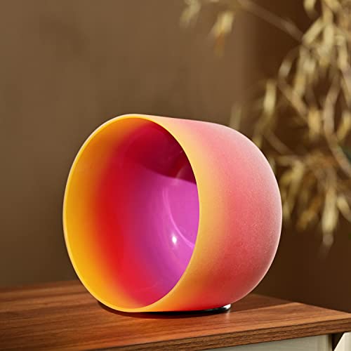 CVNC 440HZ 8 Inch Rainbow Colored E Note Solar Plexus Chakra Frosted Quartz Crystal Singing Bowl for Sound Healing and Meditation - Image 2