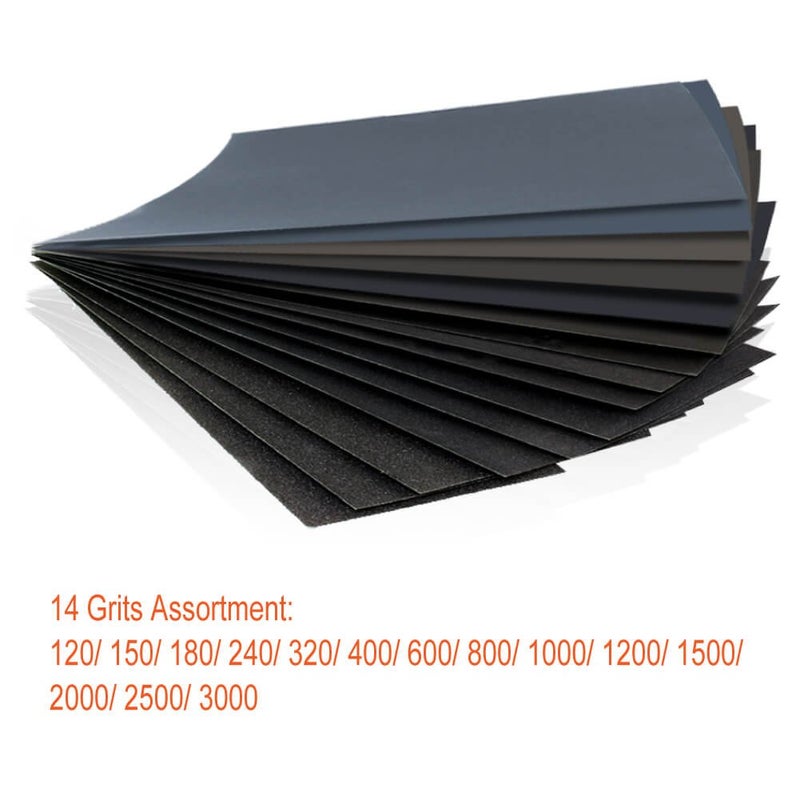 PAXCOO 28 Pcs 120 To 3000 Grit Wet Dry Sandpaper Assortment 9 * 3.6 Inches For Automotive Sanding - Image 2