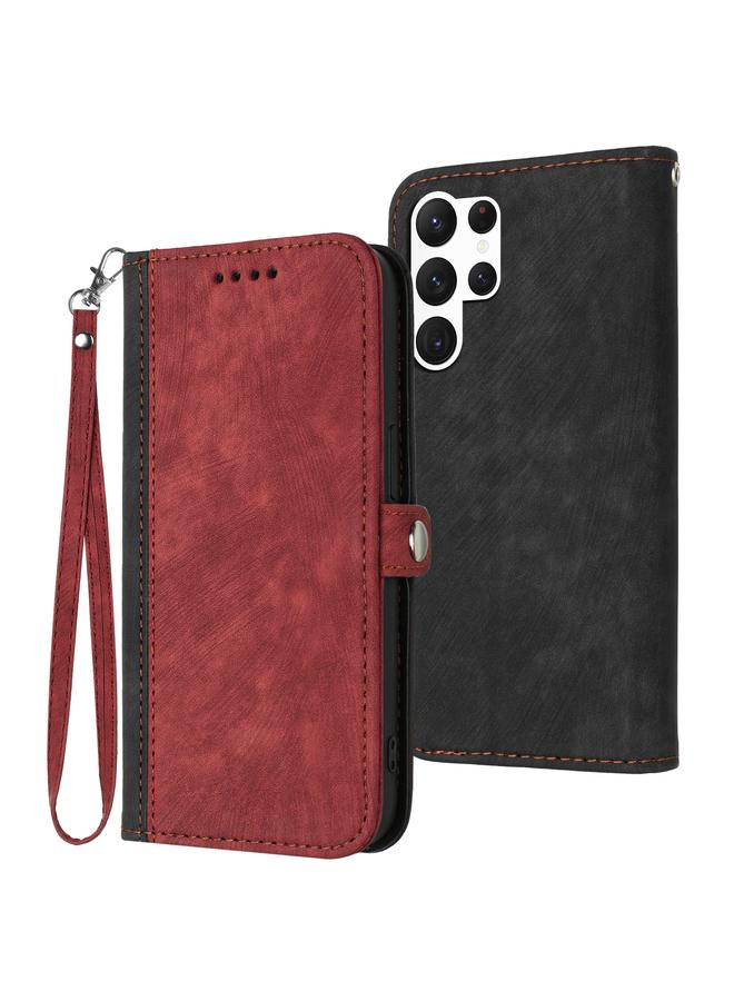 اس-توب جراب لهاتف Samsung Galaxy S23 Ultra 5G مع مشبك جانبي وحزام يد مزدوج الطي من الجلد - Image 1