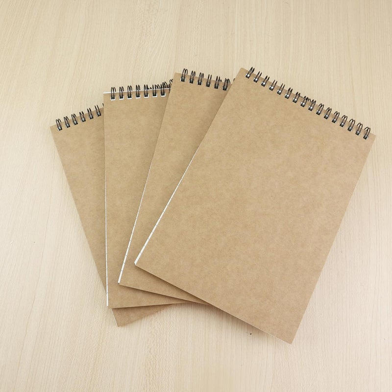 Aacehlh 4 Pcs Top Bound Spiral Notebook,8.3 inch x 5.8 inch,60 Sheet,7mm College Ruled Paper,A5 Spiral Note Pads Memo Lined Notebook Journal for School and Office Supplies (Kraft) - Image 5
