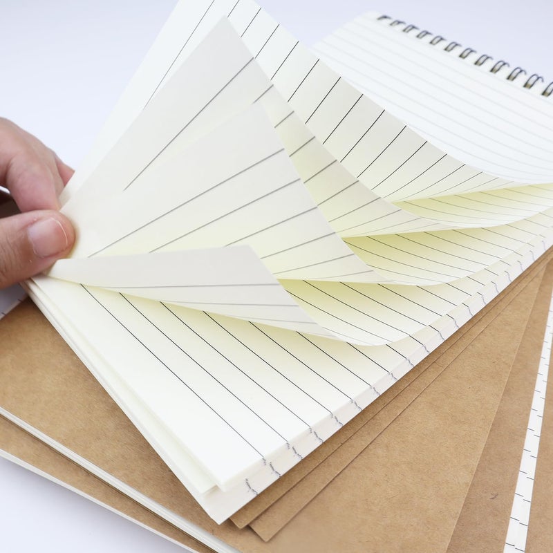 Aacehlh 4 Pcs Top Bound Spiral Notebook,8.3 inch x 5.8 inch,60 Sheet,7mm College Ruled Paper,A5 Spiral Note Pads Memo Lined Notebook Journal for School and Office Supplies (Kraft) - Image 4