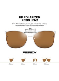 FEISEDY Clip On Polarized Sunglasses Cat Eye Flip For Prescription Glasses B2436  - Image 2