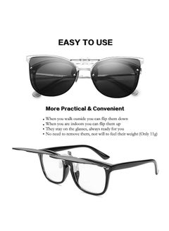 FEISEDY Clip On Polarized Sunglasses Cat Eye Flip For Prescription Glasses B2436  - Image 5