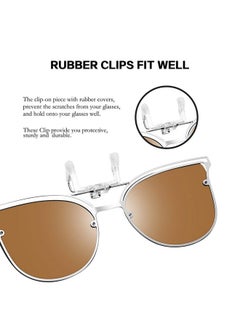 FEISEDY Clip On Polarized Sunglasses Cat Eye Flip For Prescription Glasses B2436  - Image 3