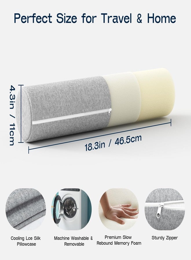 Forcanby Neck Roll Pillow, Memory Foam Neck Support Pillows, Round Neck Pillows, Cylinder Bolster Pillows for Bed, Couch, and Yoga, Removable Washable Cover,18 * 4 * 4 inch (Grey) - Image 2