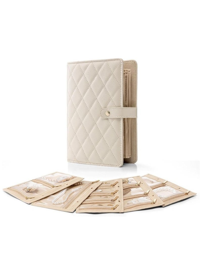 General Leather Loose-leaf Jewelry Storage book Large-capacity Jewelry Storage Bag Earrings Necklaces Light Luxury Binder  - Image 1