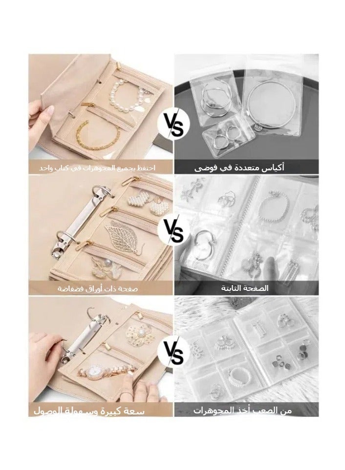 General Leather Loose-leaf Jewelry Storage book Large-capacity Jewelry Storage Bag Earrings Necklaces Light Luxury Binder  - Image 2